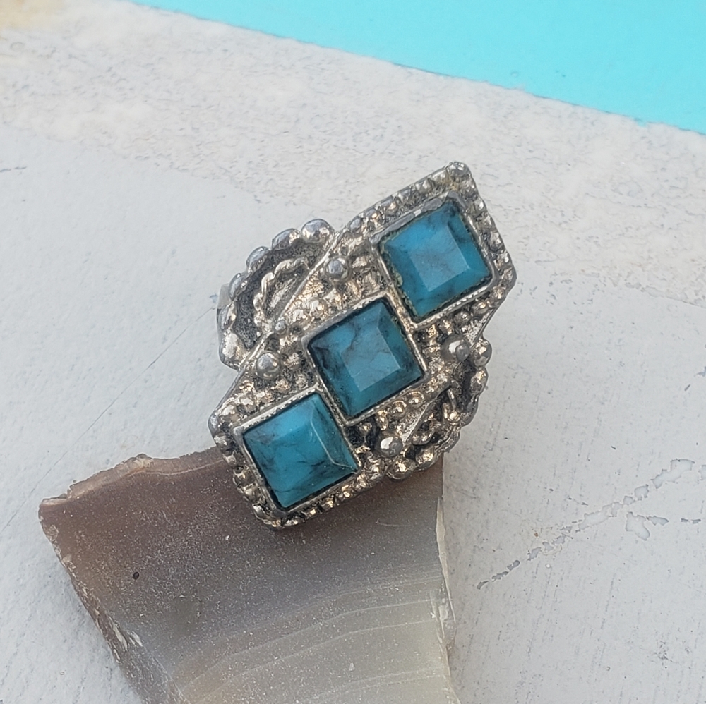Silver and turquoise ring